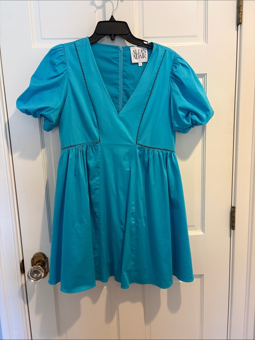 Alden Adair Teal Puff-Sleeve Mini Dress